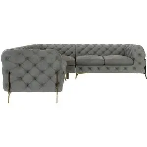 S-STYLE Chesterfield Ecksofa  Natalie ¦ grau ¦ Maße (cm): B: 264 H: 75