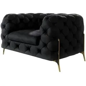 S-STYLE Chesterfield Sessel  Natalie ¦ schwarz ¦ Maße (cm): B: 125 H: 75