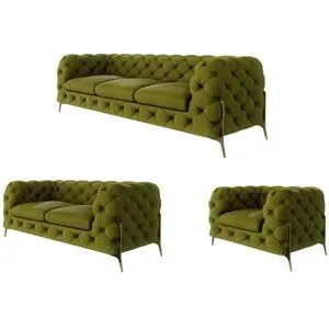 S-STYLE Chesterfield Polstergarnitur 3+2+1  Natalie ¦ grün ¦ Maße (cm): B: 243