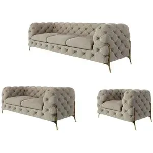 S-STYLE Chesterfield Polstergarnitur 3+2+1  Natalie ¦ creme ¦ Maße (cm): B: 243
