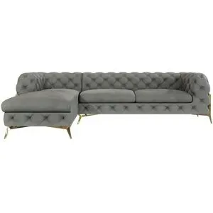 S-STYLE Chesterfield Ecksofa  Natalie ¦ grau ¦ Maße (cm): B: 305 H: 75