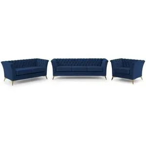 S-STYLE Chesterfield Polstergarnitur 3+2+1  Wilhelm ¦ blau ¦ Maße (cm): B: 237