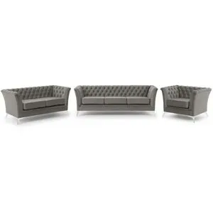 S-STYLE Chesterfield Polstergarnitur 3+2+1  Wilhelm ¦ grau ¦ Maße (cm): B: 237