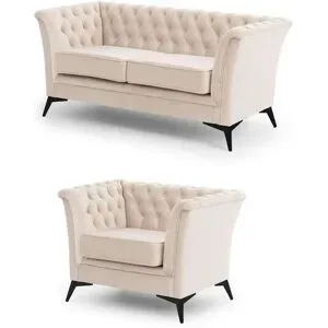 S-STYLE Chesterfield Polstergarnitur 2+1  Wilhelm ¦ beige ¦ Maße (cm): B: 175 H: