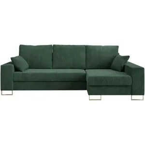 Höffner Ecksofa mit Schlaffunktion Dorain ¦ grün ¦ Maße (cm): B: 242 H: 85