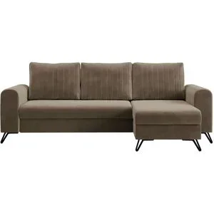 Höffner Ecksofa mit Schlaffunktion Axel ¦ braun ¦ Maße (cm): B: 242 H: 90