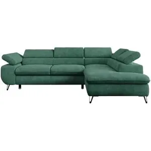 Höffner Ecksofa mit Schlaffunktion Peter ¦ grün ¦ Maße (cm): B: 273 H: 76