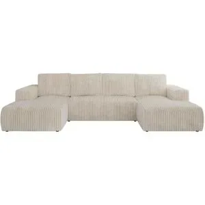 Höffner Wohnlandschaft mit Schlaffunktion Trentino ¦ creme ¦ Maße (cm): B: 334 H: 91