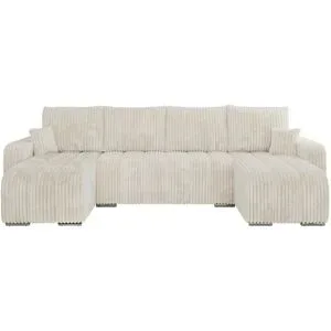 Höffner Wohnlandschaft mit Schlaffunktion Kirasso ¦ creme ¦ Maße (cm): B: 320 H: 86