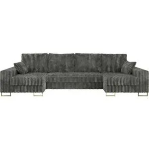 Höffner Wohnlandschaft mit Schlaffunktion Dorain ¦ grau ¦ Maße (cm): B: 312 H: 95