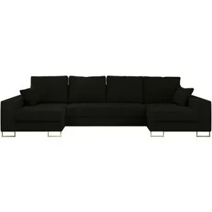 Höffner Wohnlandschaft mit Schlaffunktion Dorain ¦ schwarz ¦ Maße (cm): B: 312 H: 95