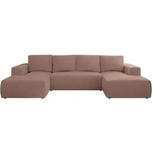 Höffner Wohnlandschaft mit Schlaffunktion Trentino ¦ rosa/pink ¦ Maße (cm): B: 334 H: 91