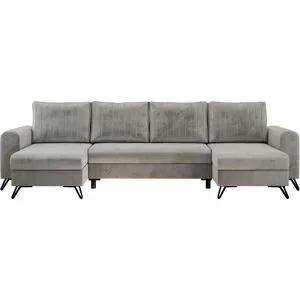 Höffner Wohnlandschaft Hellgrau   ¦ silber ¦ Maße (cm): B: 312 H: 90