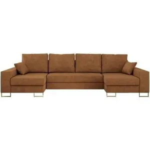 Höffner Wohnlandschaft mit Schlaffunktion Dorain ¦ orange ¦ Maße (cm): B: 312 H: 95