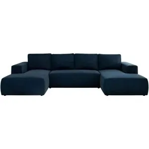 Höffner Wohnlandschaft mit Schlaffunktion Trentino ¦ blau ¦ Maße (cm): B: 334 H: 91