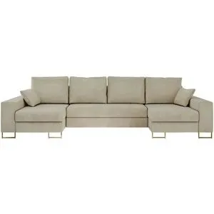 Höffner Wohnlandschaft mit Schlaffunktion Dorain ¦ beige ¦ Maße (cm): B: 312 H: 95