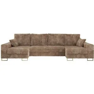 Höffner Wohnlandschaft mit Schlaffunktion Dorain ¦ braun ¦ Maße (cm): B: 312 H: 95