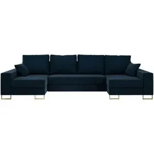 Höffner Wohnlandschaft mit Schlaffunktion Dorain ¦ blau ¦ Maße (cm): B: 312 H: 95