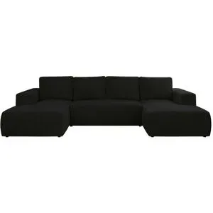 Höffner Wohnlandschaft mit Schlaffunktion Trentino ¦ schwarz ¦ Maße (cm): B: 334 H: 91