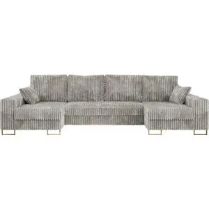 Höffner Wohnlandschaft mit Schlaffunktion Dorain ¦ silber ¦ Maße (cm): B: 312 H: 95