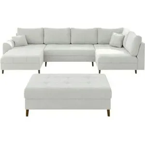 S-STYLE Wohnlandschaft mit Hocker  Lars ¦ weiß ¦ Maße (cm): B: 310 H: 81