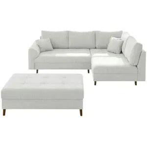 S-STYLE Ecksofa mit Hocker  Lars ¦ weiß ¦ Maße (cm): B: 231 H: 81