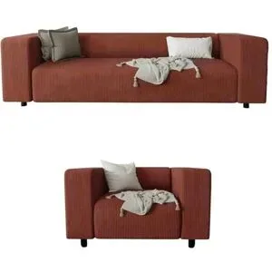 S-STYLE Polstergarnitur 3+1  Oskar ¦ rot ¦ Maße (cm): B: 175 H: 65