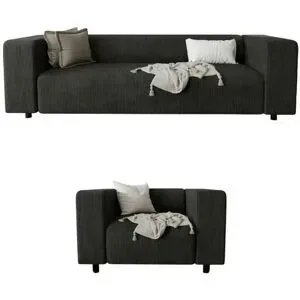 S-STYLE Polstergarnitur 3+1  Oskar ¦ schwarz ¦ Maße (cm): B: 175 H: 65