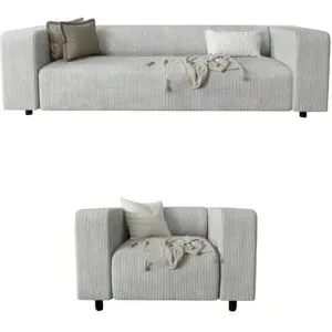 S-STYLE Polstergarnitur 3+1  Oskar ¦ grau ¦ Maße (cm): B: 175 H: 65
