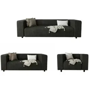 S-STYLE Polstergarnitur 3+2+1  Oskar ¦ schwarz ¦ Maße (cm): B: 175 H: 65