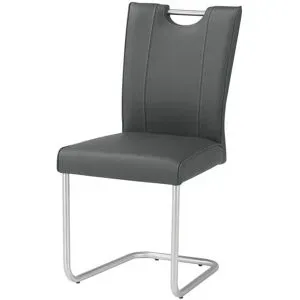 Höffner Leder-Schwingstuhl  6861 ¦ grau ¦ Maße (cm): B: 46 H: 94 T: 48.0