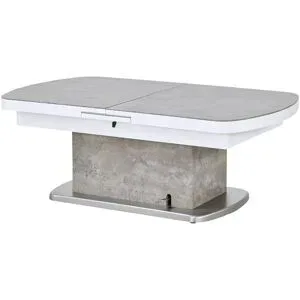 Höffner Couch- und Esstisch höhenverstellbar und ausziehbar Sizilien ¦ grau ¦ Maße (cm):