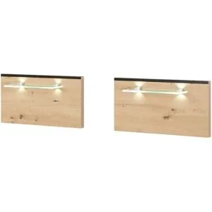 Höffner Aufsatzpaneel für Nachtkommode  Birmingham ¦ holzfarben ¦ Glas,Massivholz ¦ Maße