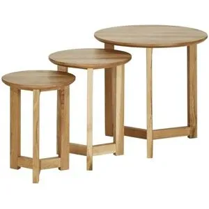 Höffner Beistelltische 3er-Set  Gera ¦ holzfarben ¦ Maße (cm): H: 50  Ø: 50