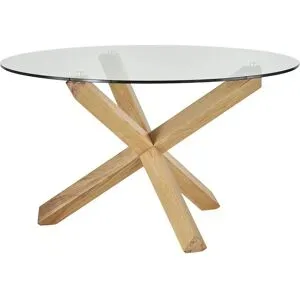 Höffner Esstisch mit Tischplatte aus Klarglas Figo ¦ holzfarben ¦ Maße (cm): H: 75  Ø:
