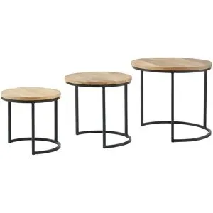 Höffner Beistelltisch 3er-Set  Round ¦ holzfarben
