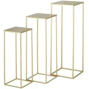 Höffner Beistelltisch  3er Set   ¦ gold ¦ Maße (cm): B: 25 H: 70 T: 25.0