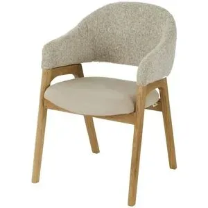 smart Armlehnstuhl mit Eiche Massivholzgestell Erik ¦ beige ¦ Maße (cm): B: 56