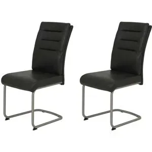 Höffner Polsterschwingstuhl 2er-Set in Leder-Optik Andrei ¦ grau ¦ Maße (cm): B: 65 H: