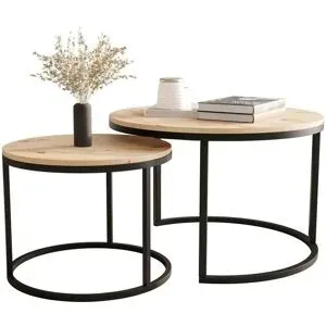 Selsey Couchtisch 2er Set  Bello ¦ holzfarben ¦ Maße (cm): H: 46  Ø: 70