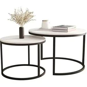 Selsey Couchtisch 2er Set  Bello ¦ weiß ¦ Maße (cm): H: 46  Ø: 70