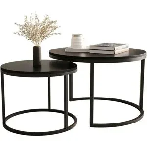 Selsey Couchtisch 2er Set  Bello ¦ schwarz ¦ Maße (cm): H: 46  Ø: 70
