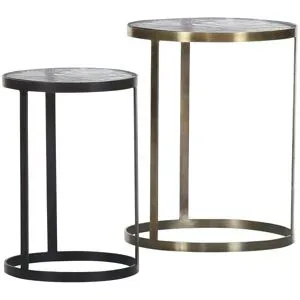 Höffner Beistelltisch 2er Set  Plaza ¦ gold