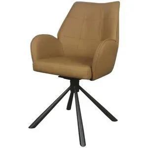 Höffner Armlehnstuhl Lederbezug Michael ¦ braun ¦ Maße (cm): B: 56 H: 91 T: 60.0