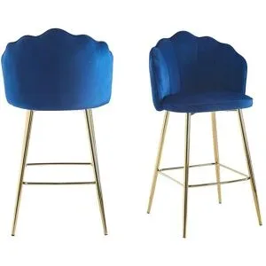 Höffner Barhocker 2er-Set  Hanna ¦ blau ¦ Maße (cm): B: 52 H: 100