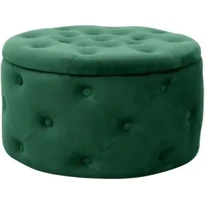 Höffner Pouf mit Stauraum Anna ¦ grün ¦ Maße (cm): H: 30  Ø: 55