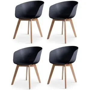 Höffner Stuhl 4er-Set  Alborg ¦ schwarz ¦ Maße (cm): B: 55 H: 76