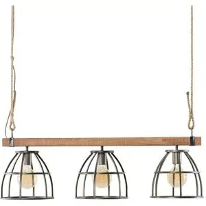 Höffner Pendelleuchte  3-flammig  Metall / Holz schwarz  Frame ¦ schwarz ¦ Maße (cm): B: