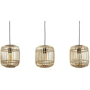 Höffner Pendelleuchte 3-flammig  Bambusschirm  Woven ¦ holzfarben ¦ Maße (cm): B: 90