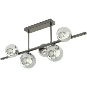 Meisterleuchten Deckenleuchte  5-flg. schwarzchrom/Rauchglas  Hins Black ¦
